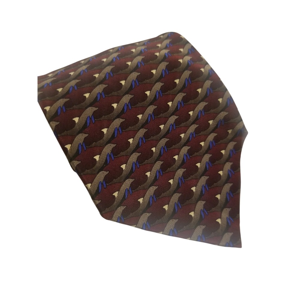 Dolphin Print Necktie Silk Red Novelty Patterned Tie‎
